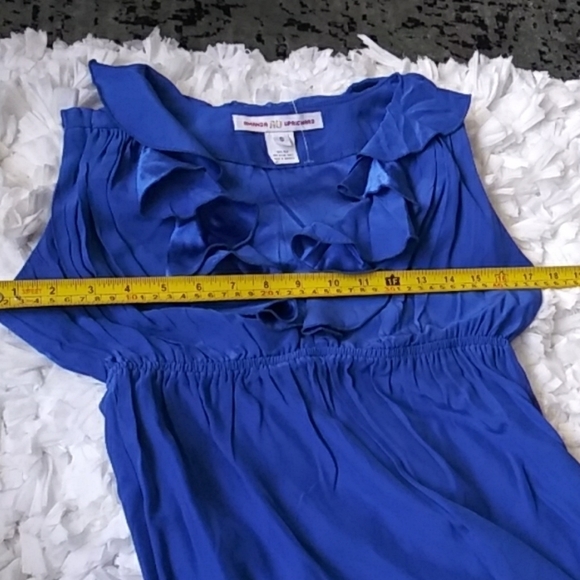 Amanda Uprichard Royal Blue Midi Dress ruffles 100% silk classic party size Smal - Picture 6 of 8
